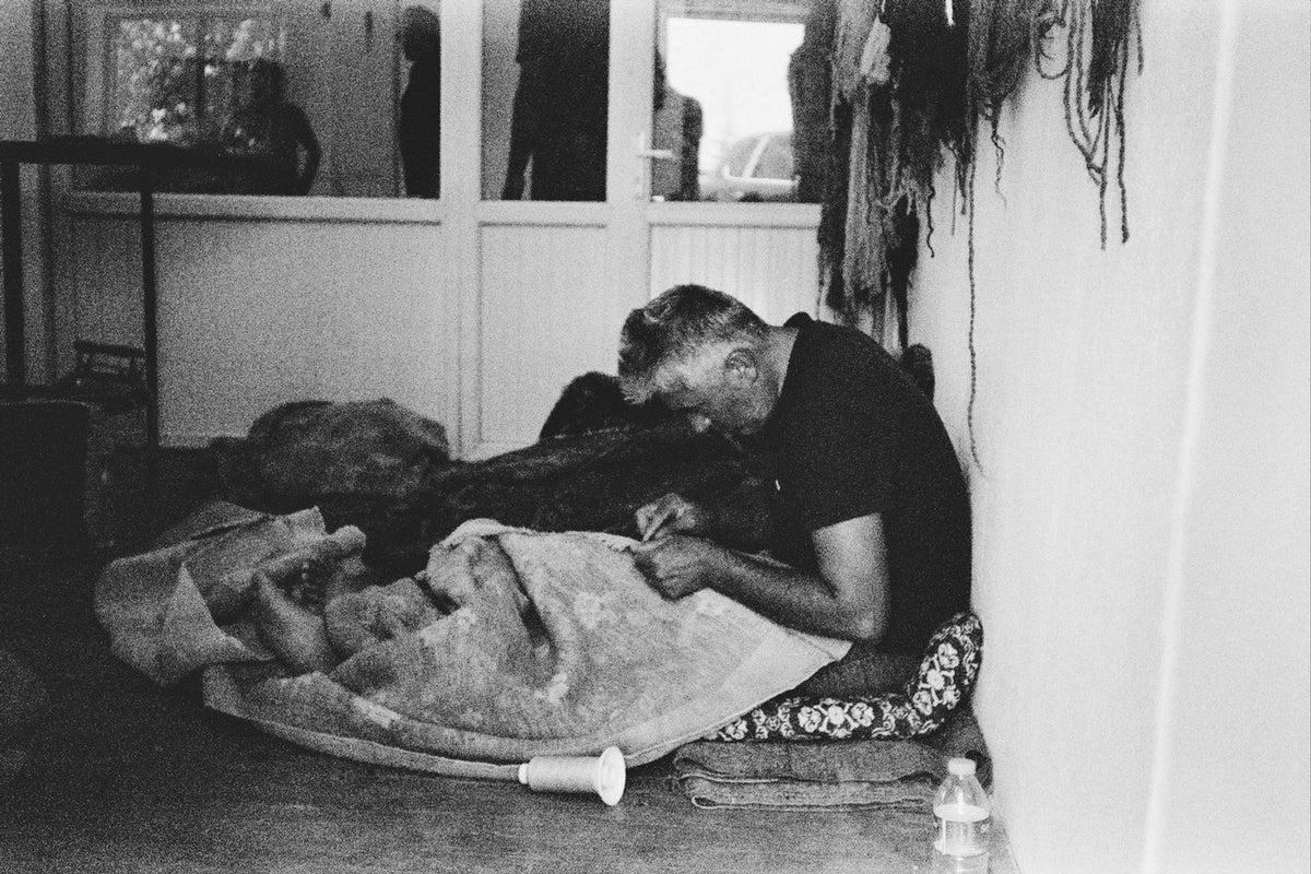 Ali Esmaili working on a luxury rug restoration