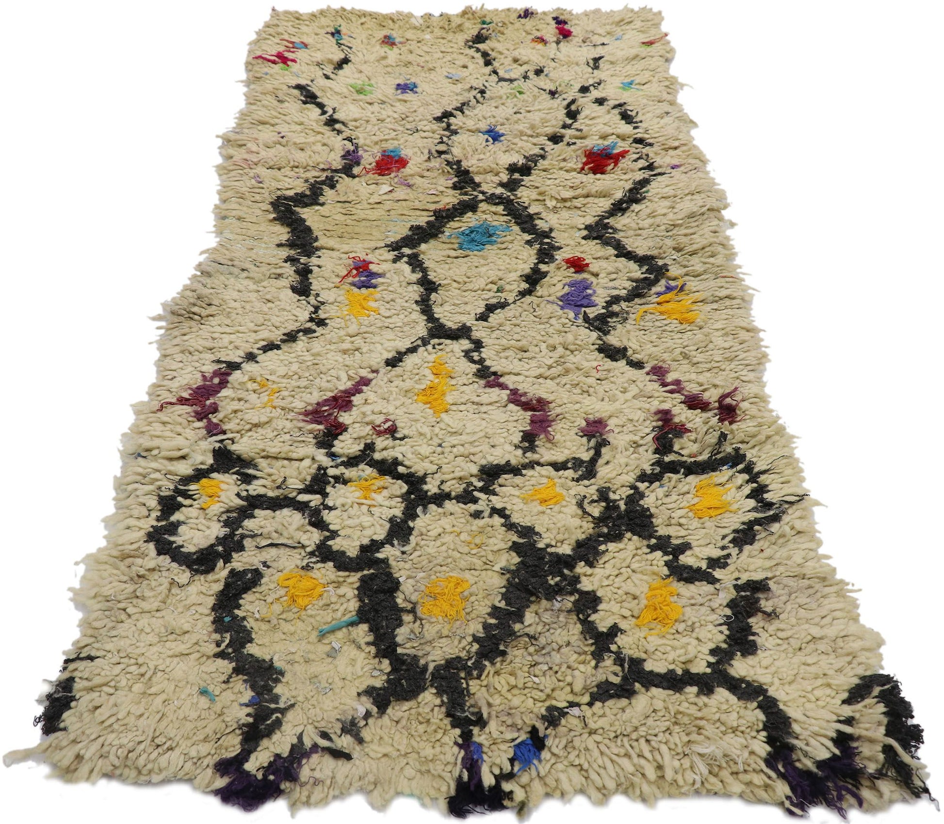 3 x 6 Vintage Boucherouite Moroccan Rug 21594