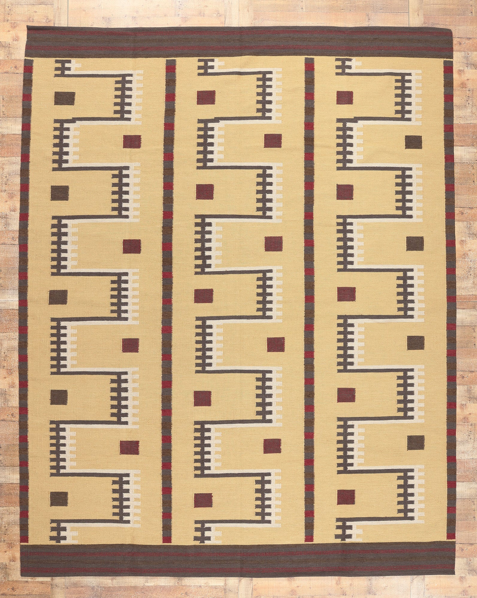 10 x 13 Scandinavian Modern Swedish Inspired Kilim Rug 30962