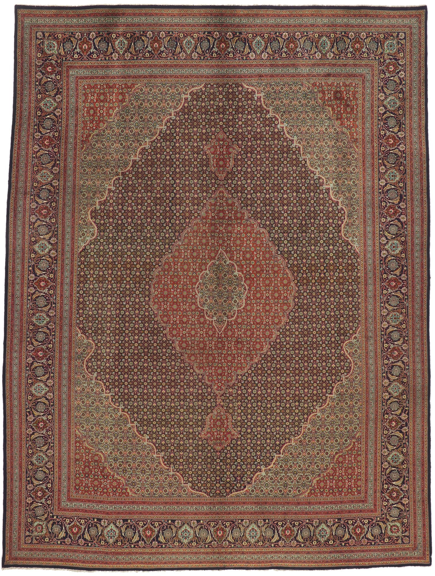 10 x 13 Vintage Persian Tabriz Rug 60998