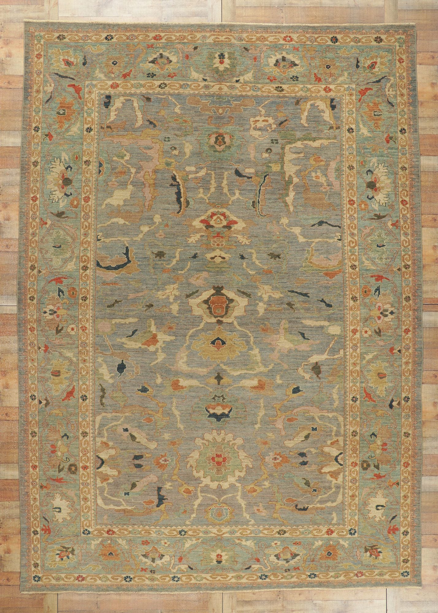 10 x 14 Modern Blue Persian Sultanabad Rug 60708