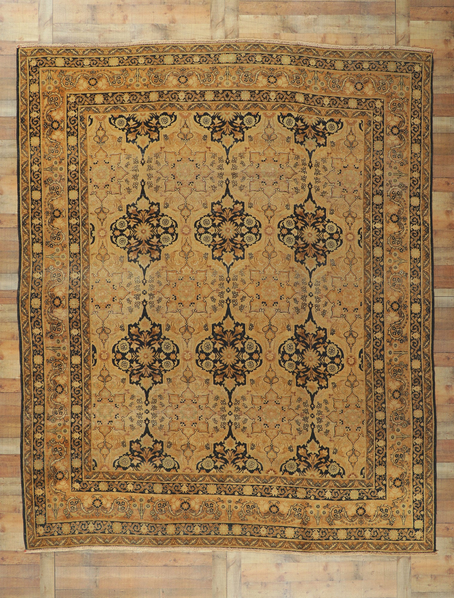 10 x 12 Antique Persian Yazd Rug 73949