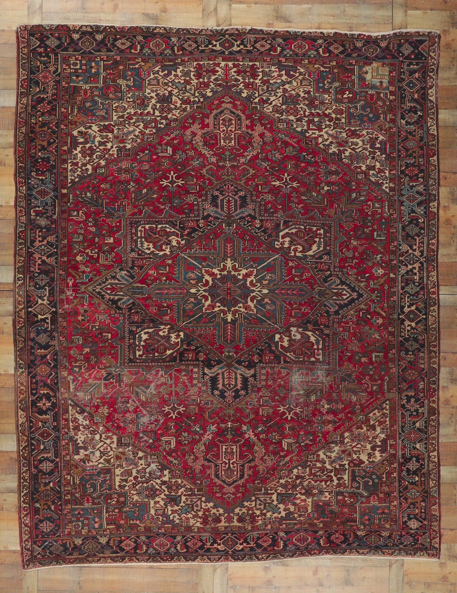 10 x 12 Vintage Persian Heriz Rug 78349