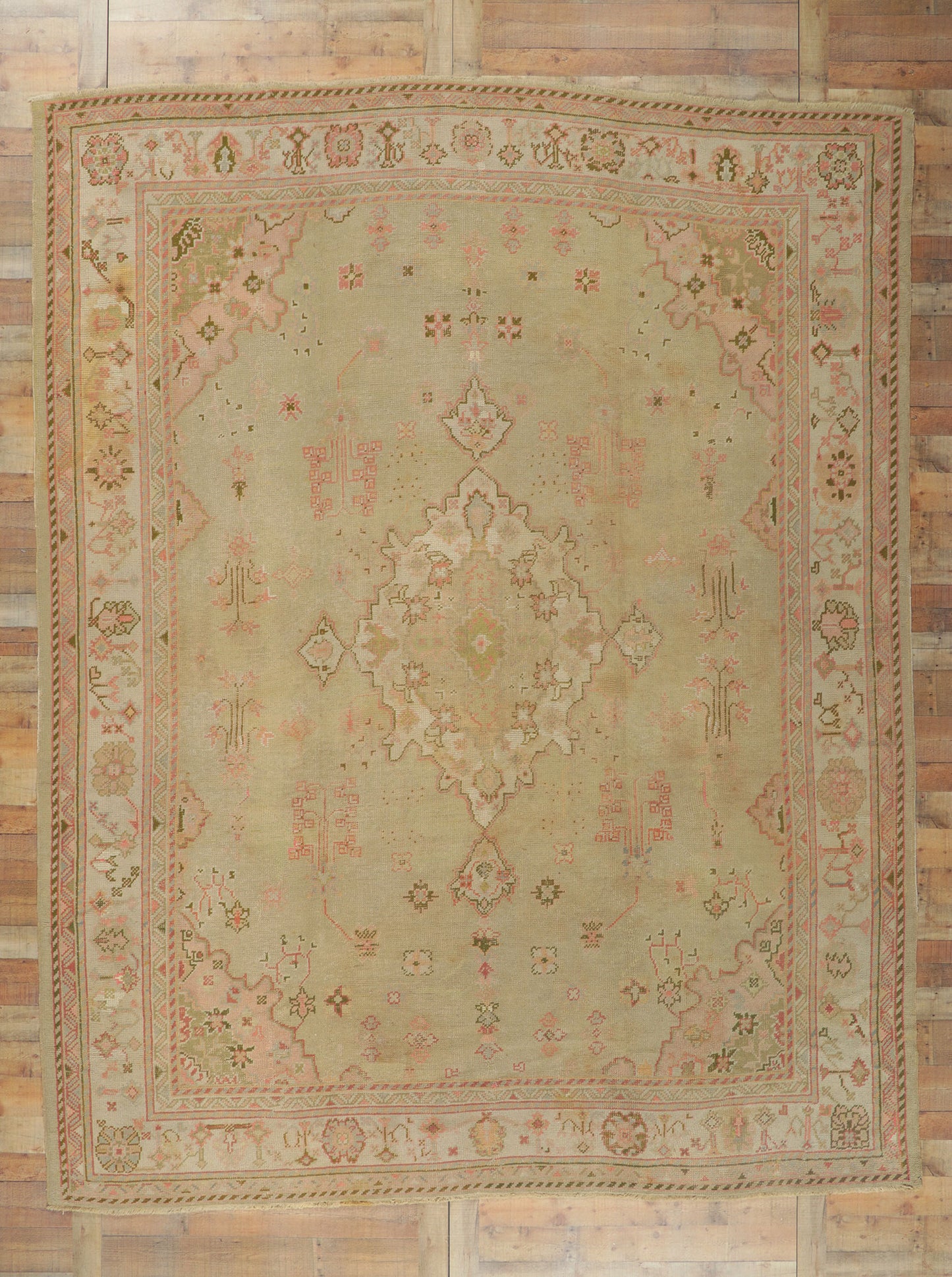 10 x 13 Antique Turkish Oushak Rug 73571
