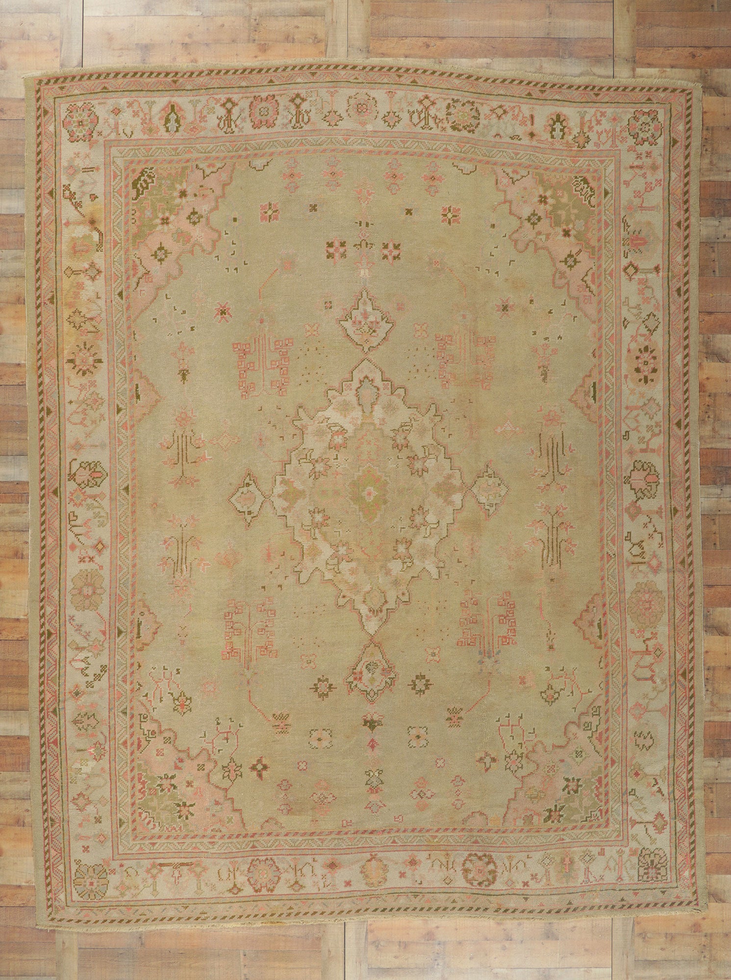 10 x 13 Antique Turkish Oushak Rug 73571