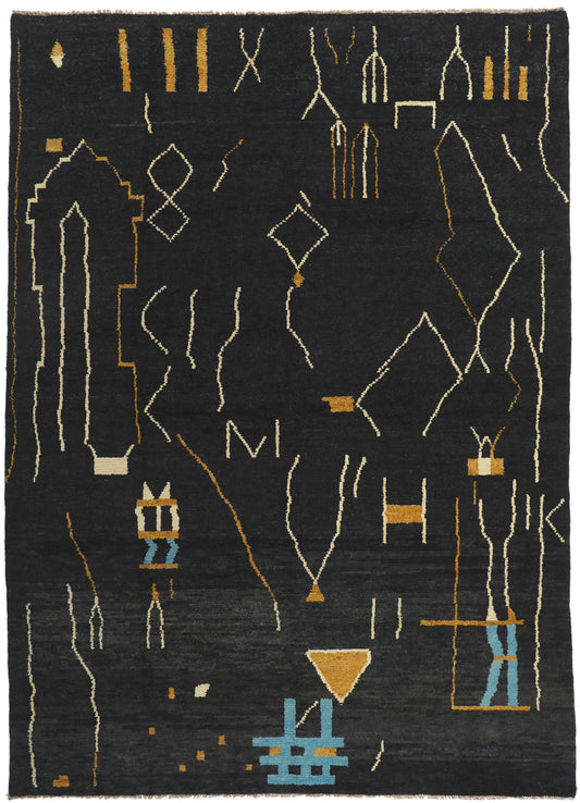 10 x 13 Modern Black Moroccan Area Rug 80705