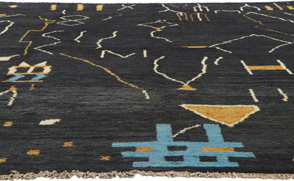 10 x 13 Modern Black Moroccan Area Rug 80705