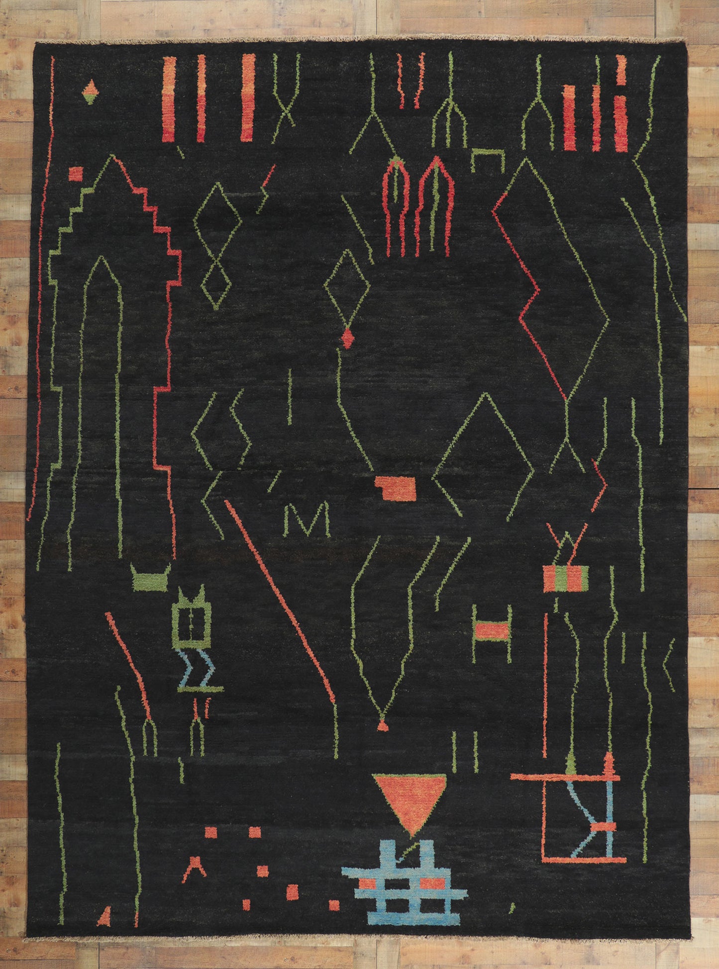 10 x 13 Modern Black Moroccan Area Rug 80706
