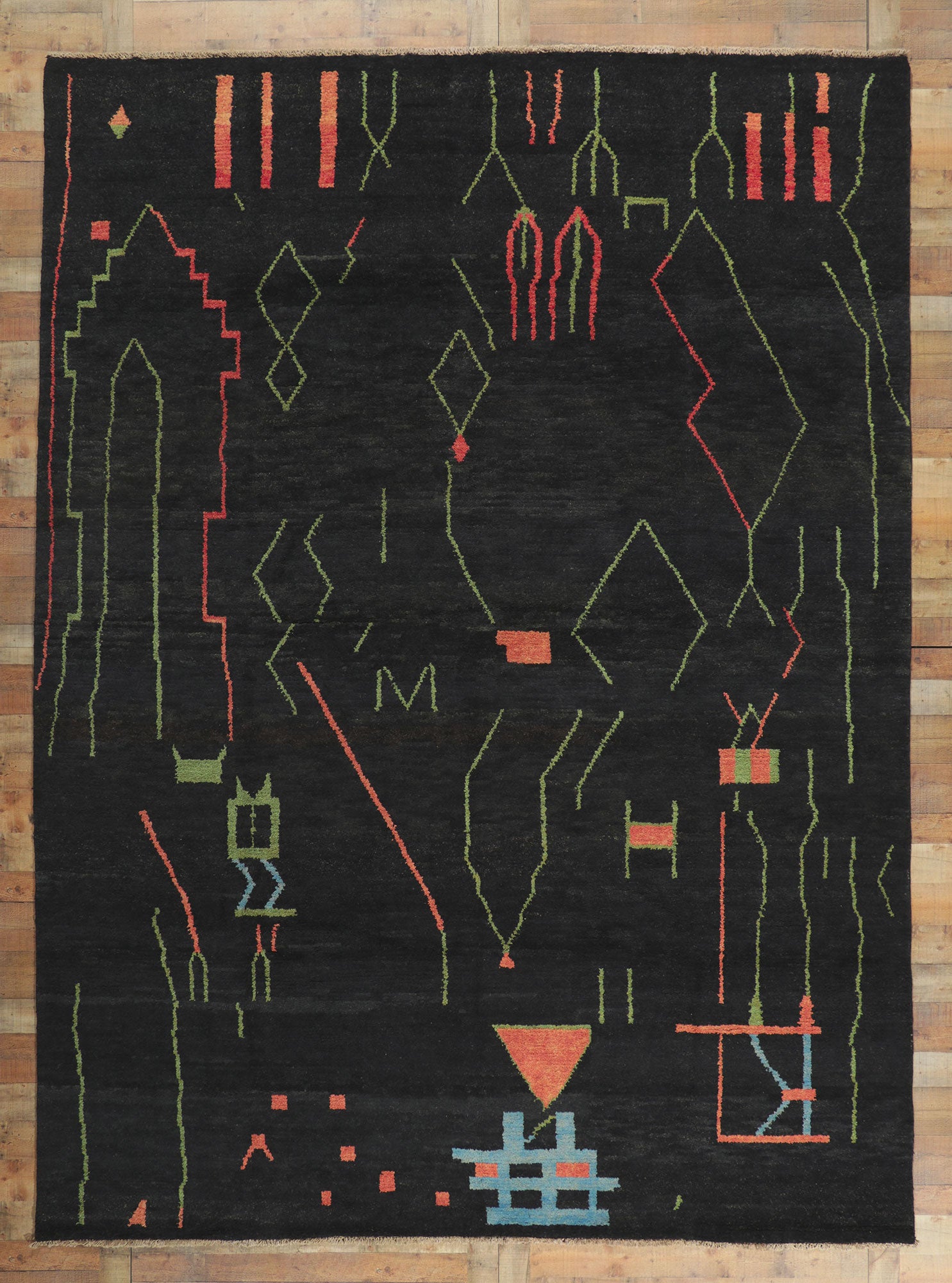 10 x 13 Modern Black Moroccan Area Rug 80706