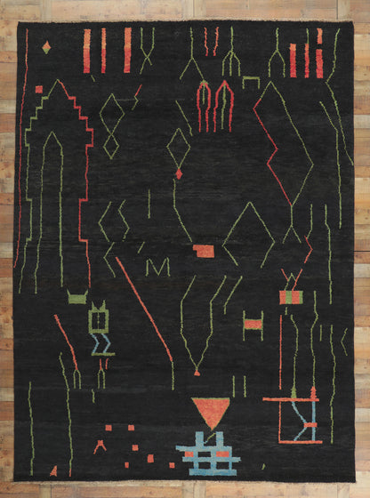 10 x 13 Modern Black Moroccan Area Rug 80706
