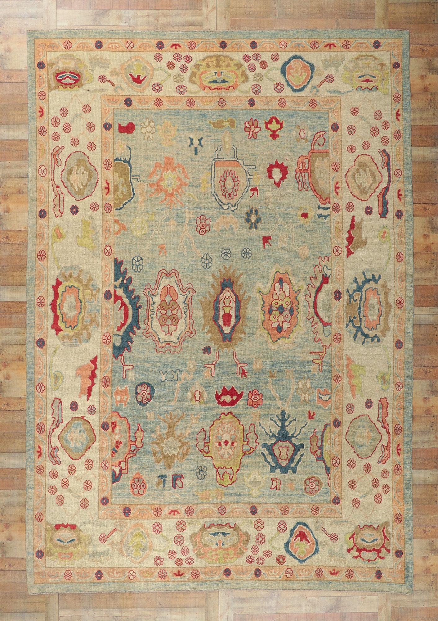 10 x 14 Colorful Turkish Oushak Rug 53813