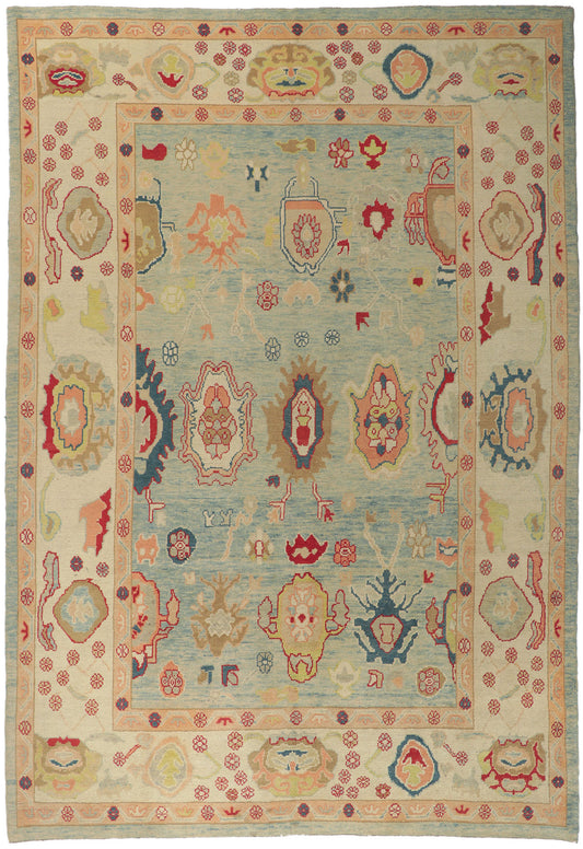 10 x 14 Colorful Turkish Oushak Rug 53813