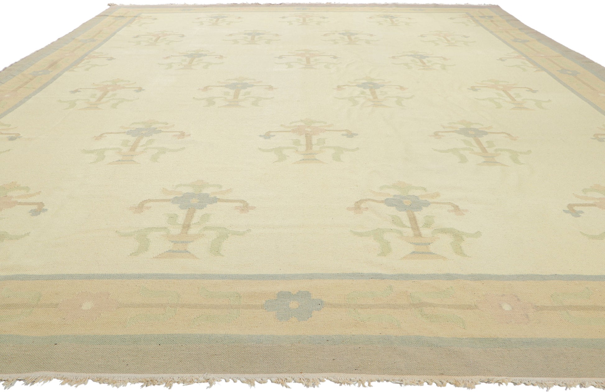 10 x 14 Vintage Floral Dhurrie Rug 78357