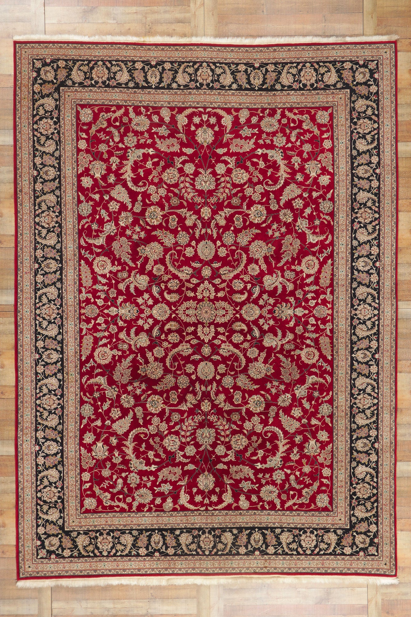 10 x 14 Vintage Silk and Wool Indian Rug 78360