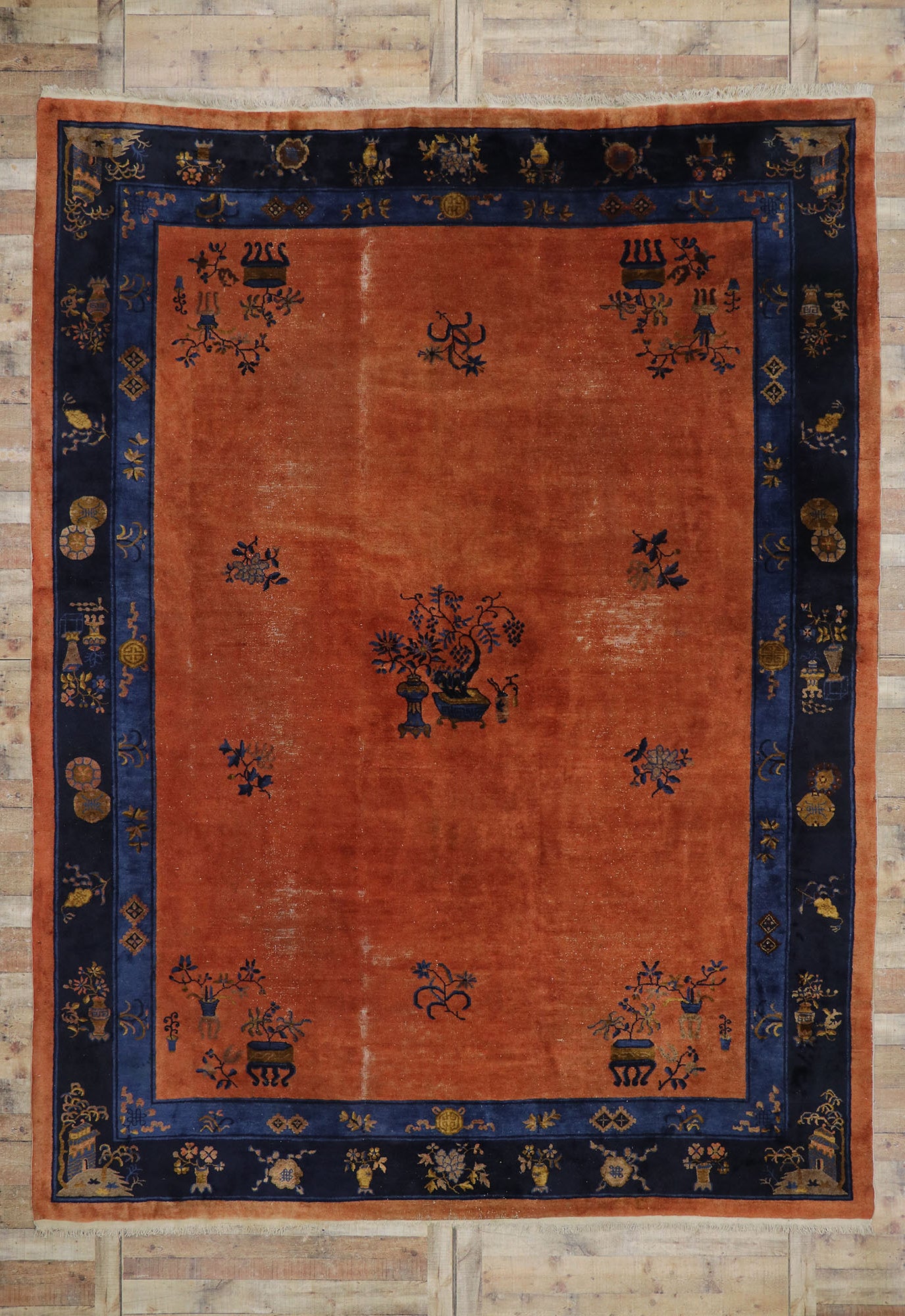 10 x 13 Distressed Antique Chinese Rug 78129