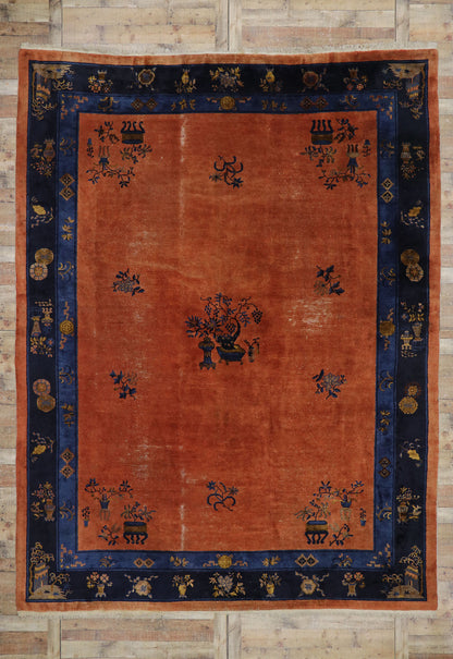 10 x 13 Distressed Antique Chinese Rug 78129