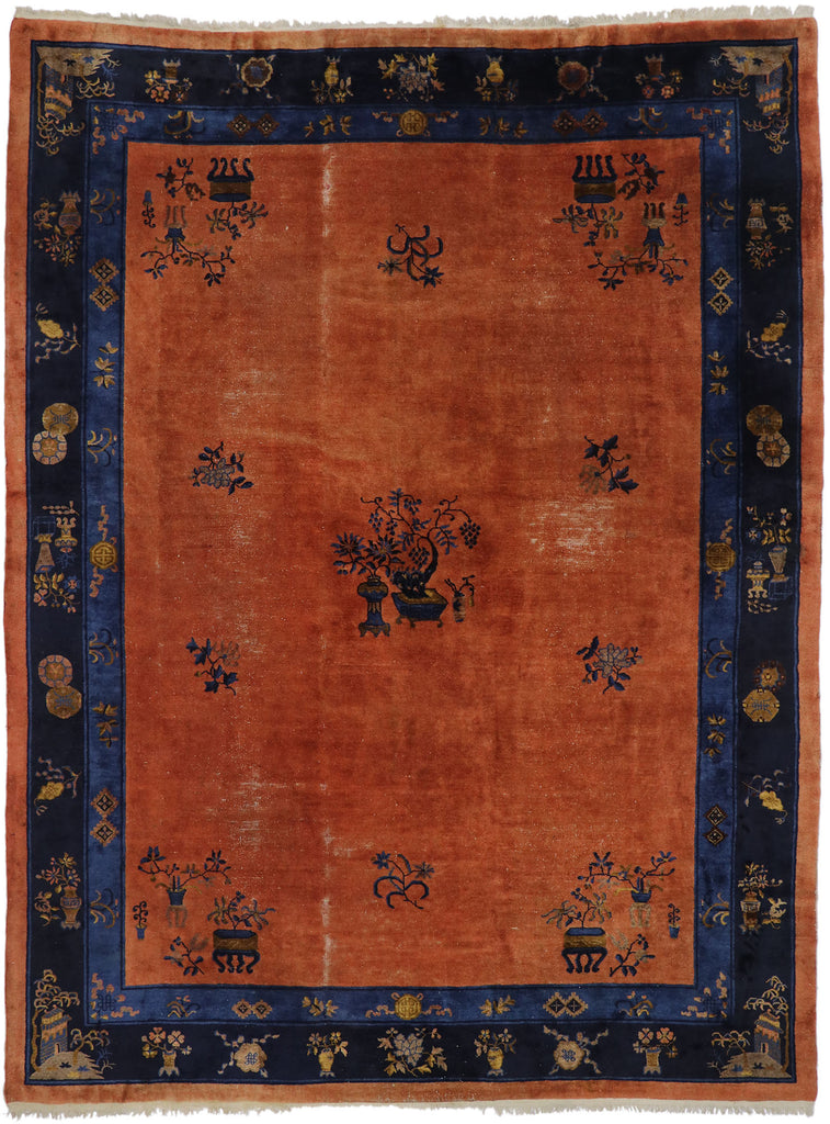 10 x 13 Distressed Antique Chinese Rug 78129