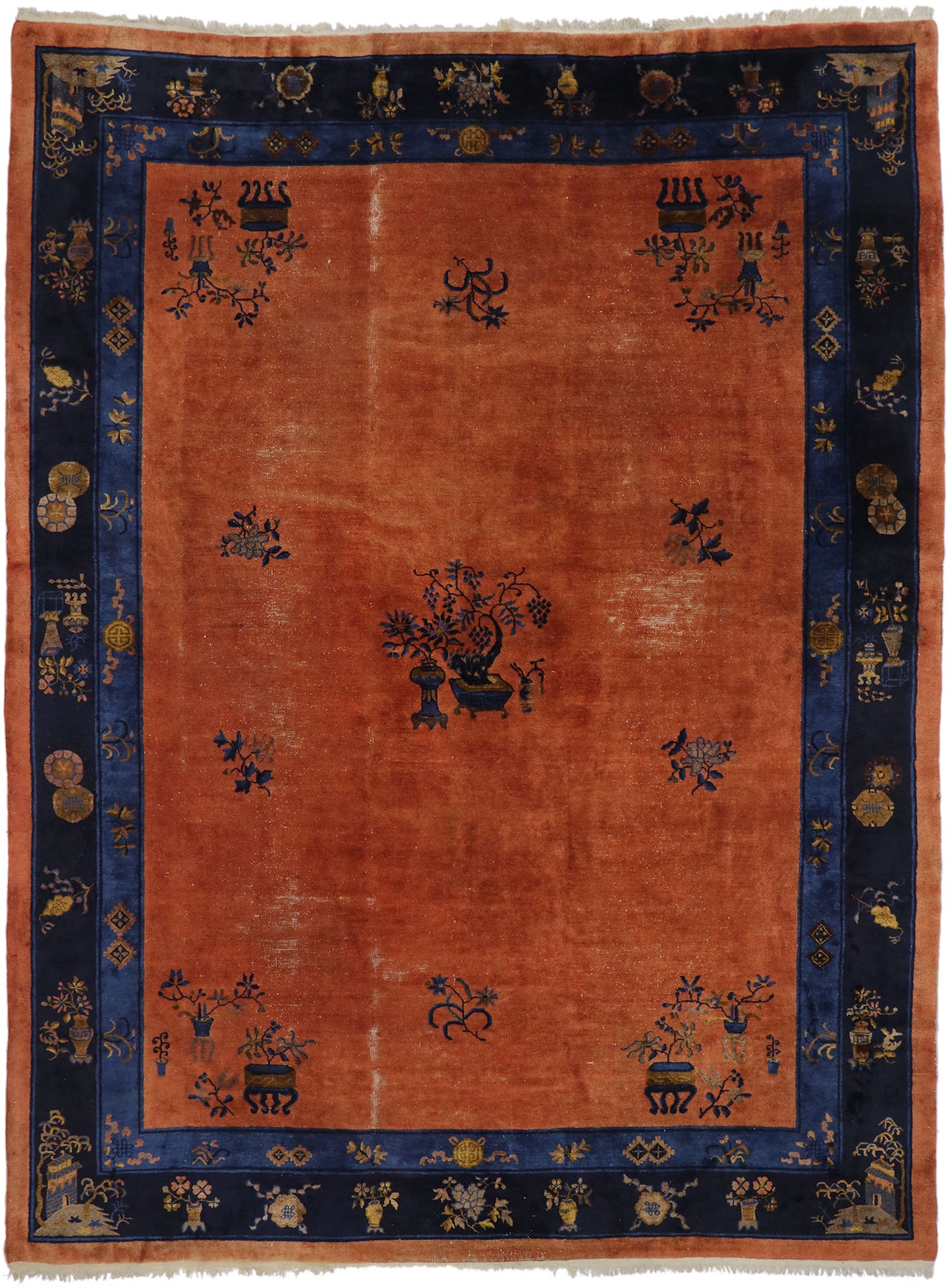 10 x 13 Distressed Antique Chinese Rug 78129
