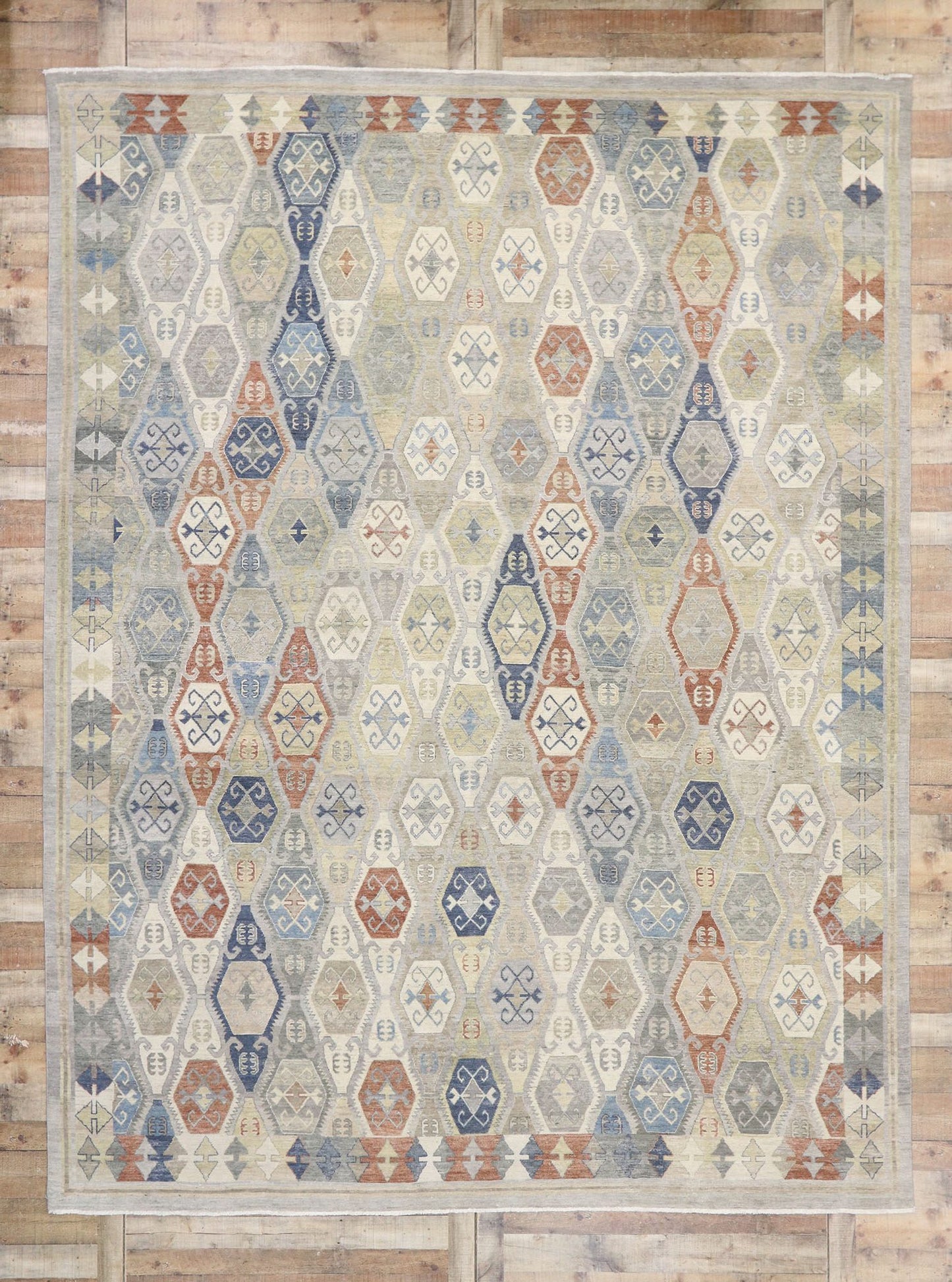 10 x 13 Vintage-Inspired Tribal Oushak Rug 30627