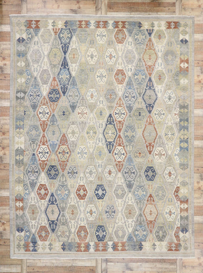 10 x 13 Vintage-Inspired Tribal Oushak Rug 30627