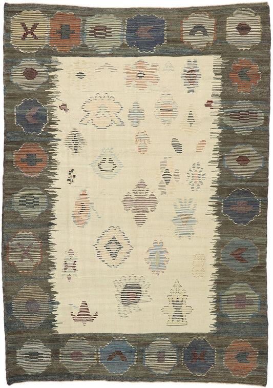 10 x 14 Vintage-Inspired Turkish Kilim Rug 52214