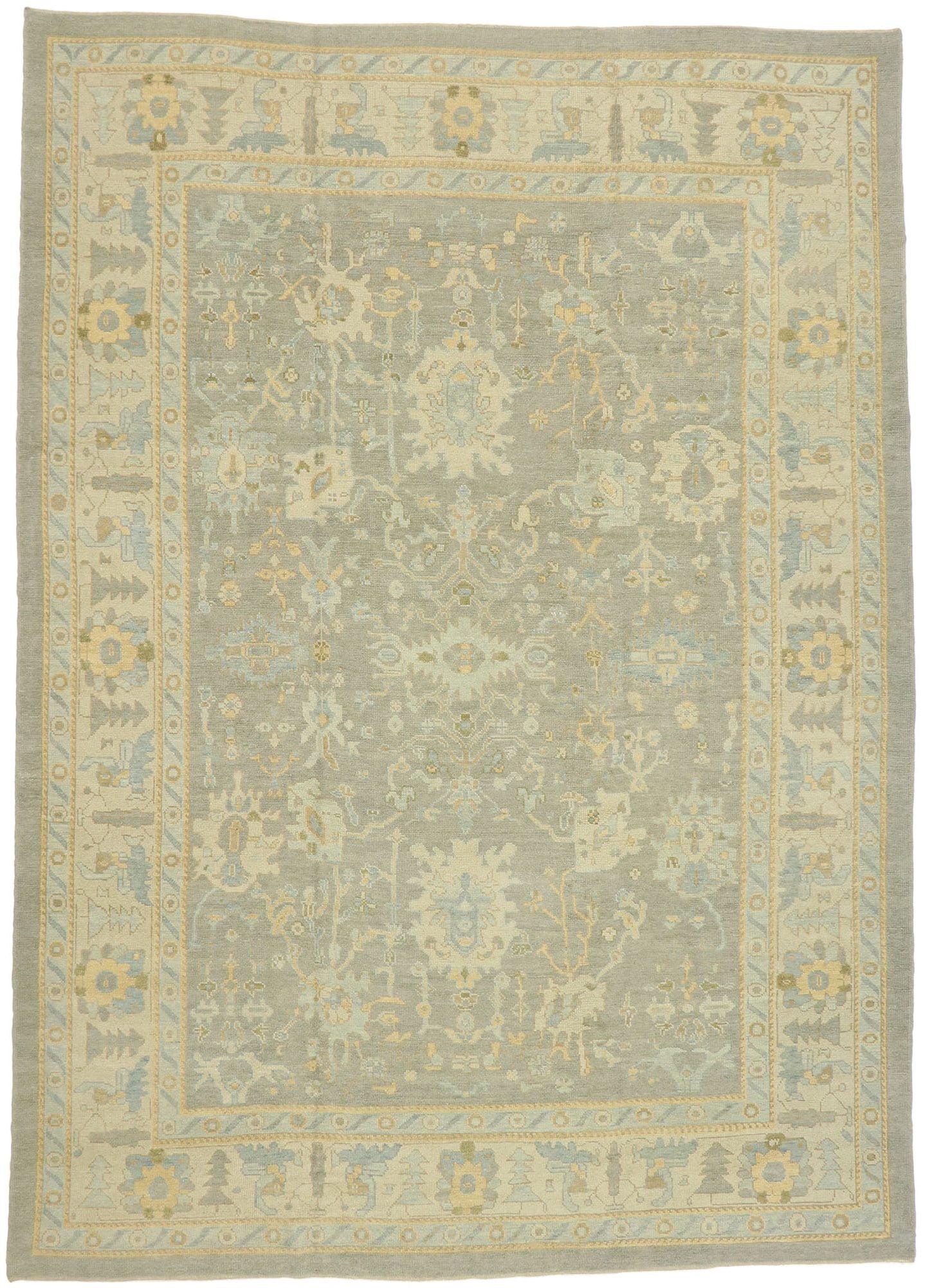 10 x 14 Earth-Tone Turkish Oushak Rug 51520