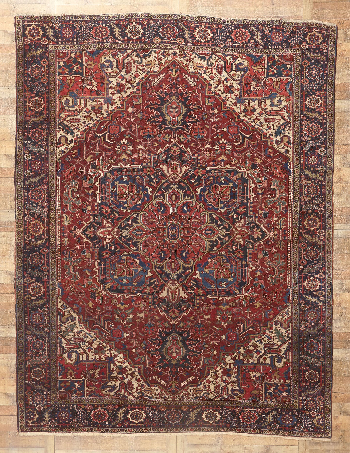10 x 14 Antique Persian Heriz Rug 78633