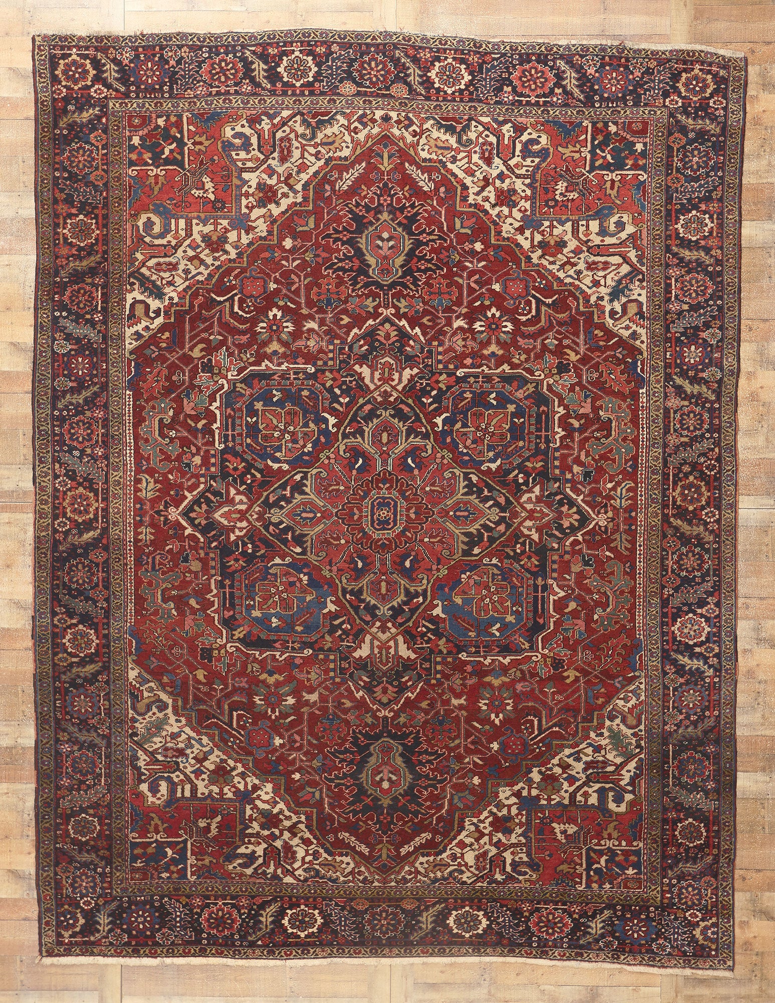 10 x 14 Antique Persian Heriz Rug 78633