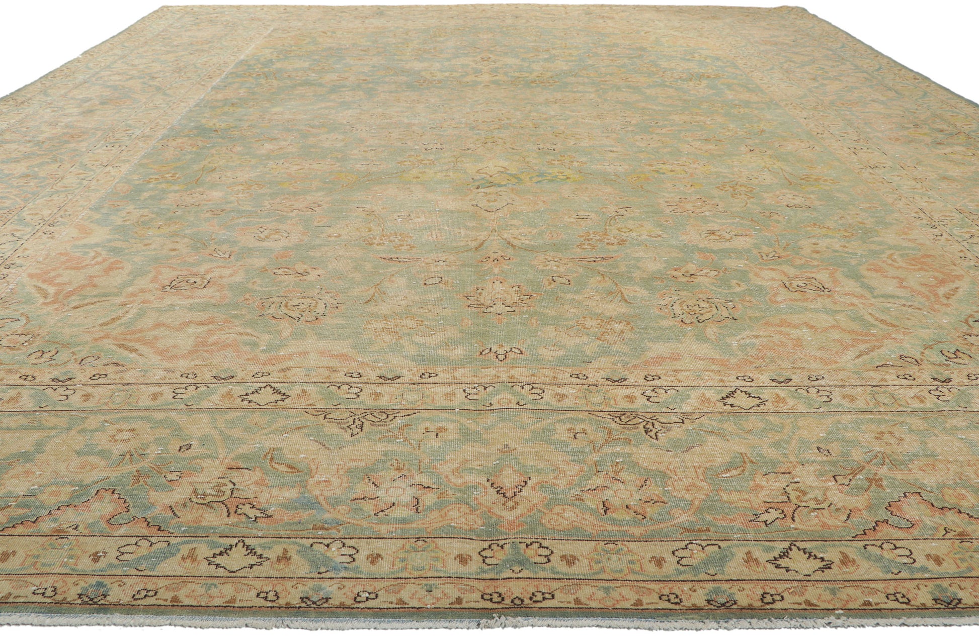 10 x 14 Vintage Persian Kashan Rug 61006