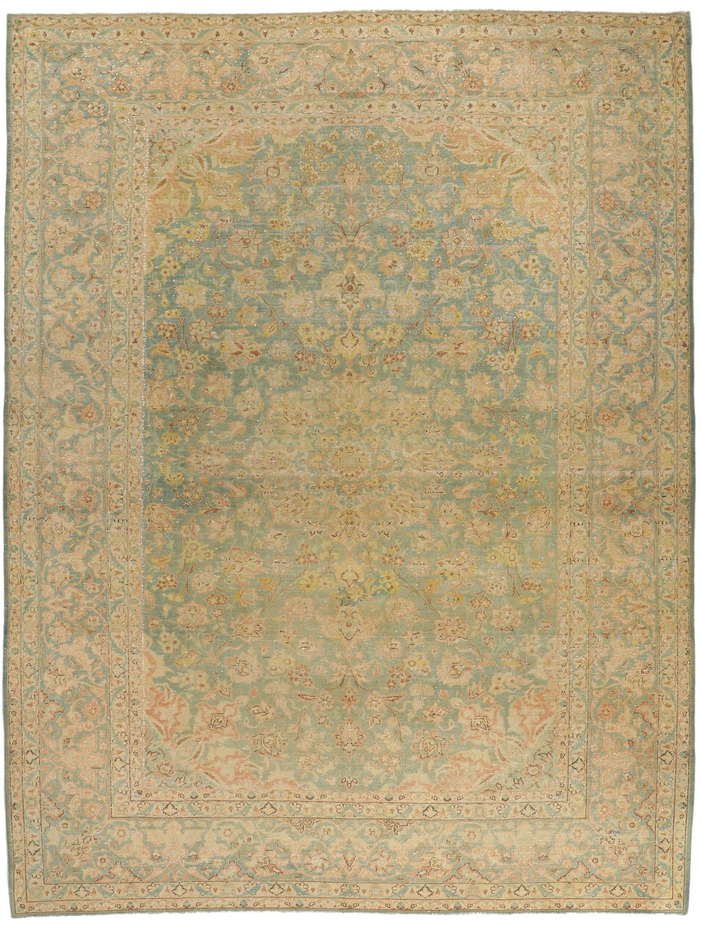 10 x 14 Vintage Persian Kashan Rug 61006