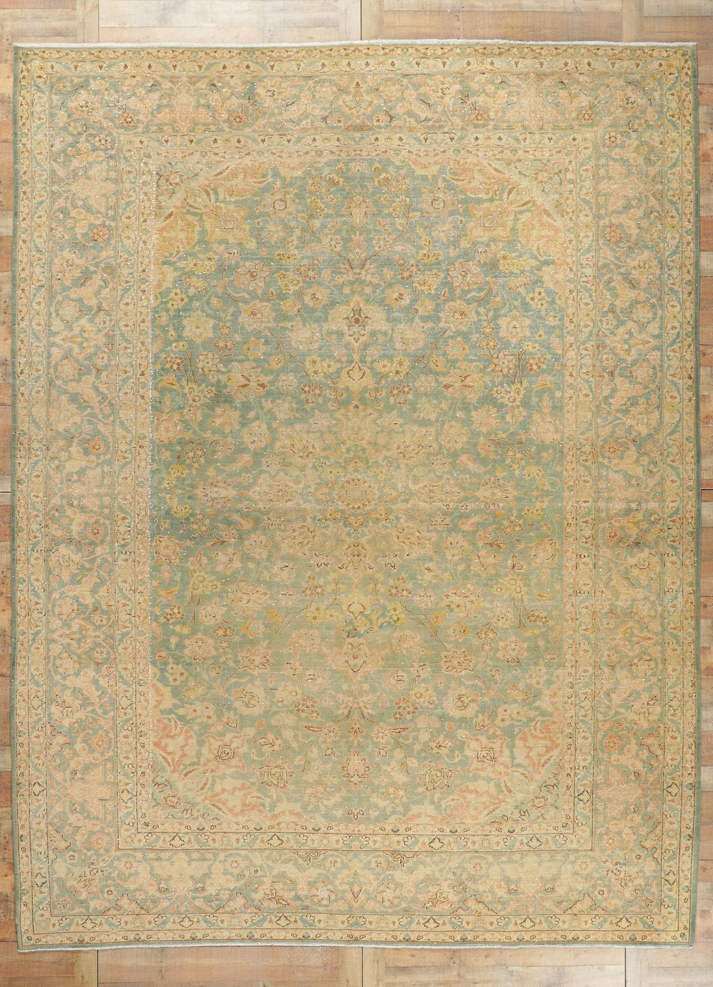 10 x 14 Vintage Persian Kashan Rug 61006