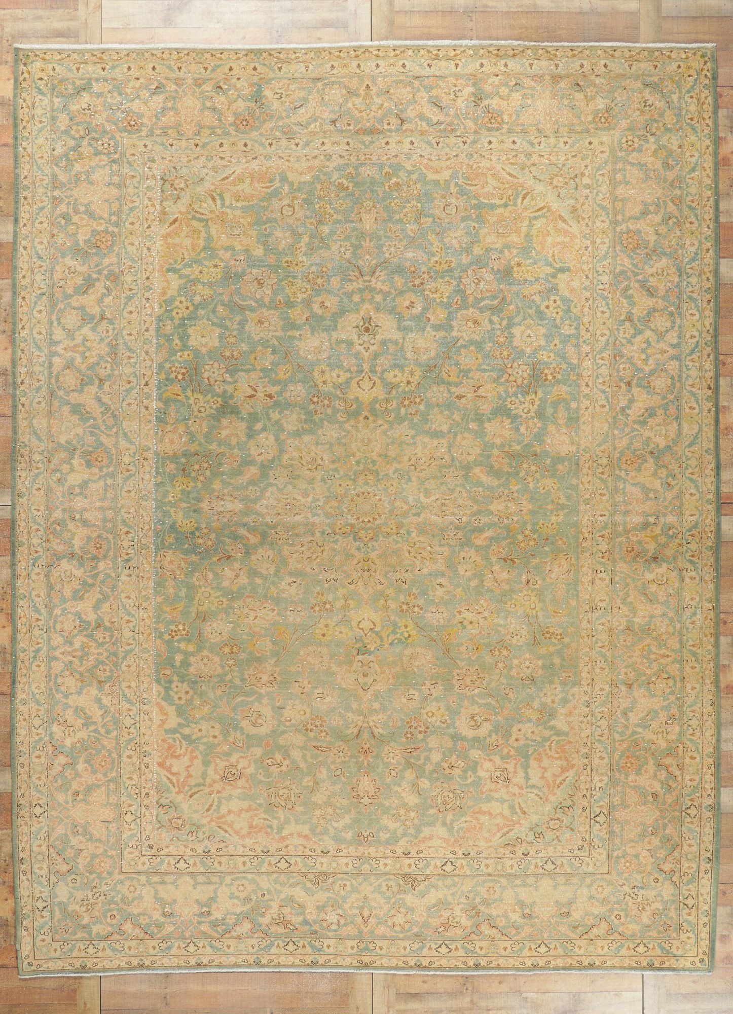 10 x 14 Vintage Persian Kashan Rug 61006