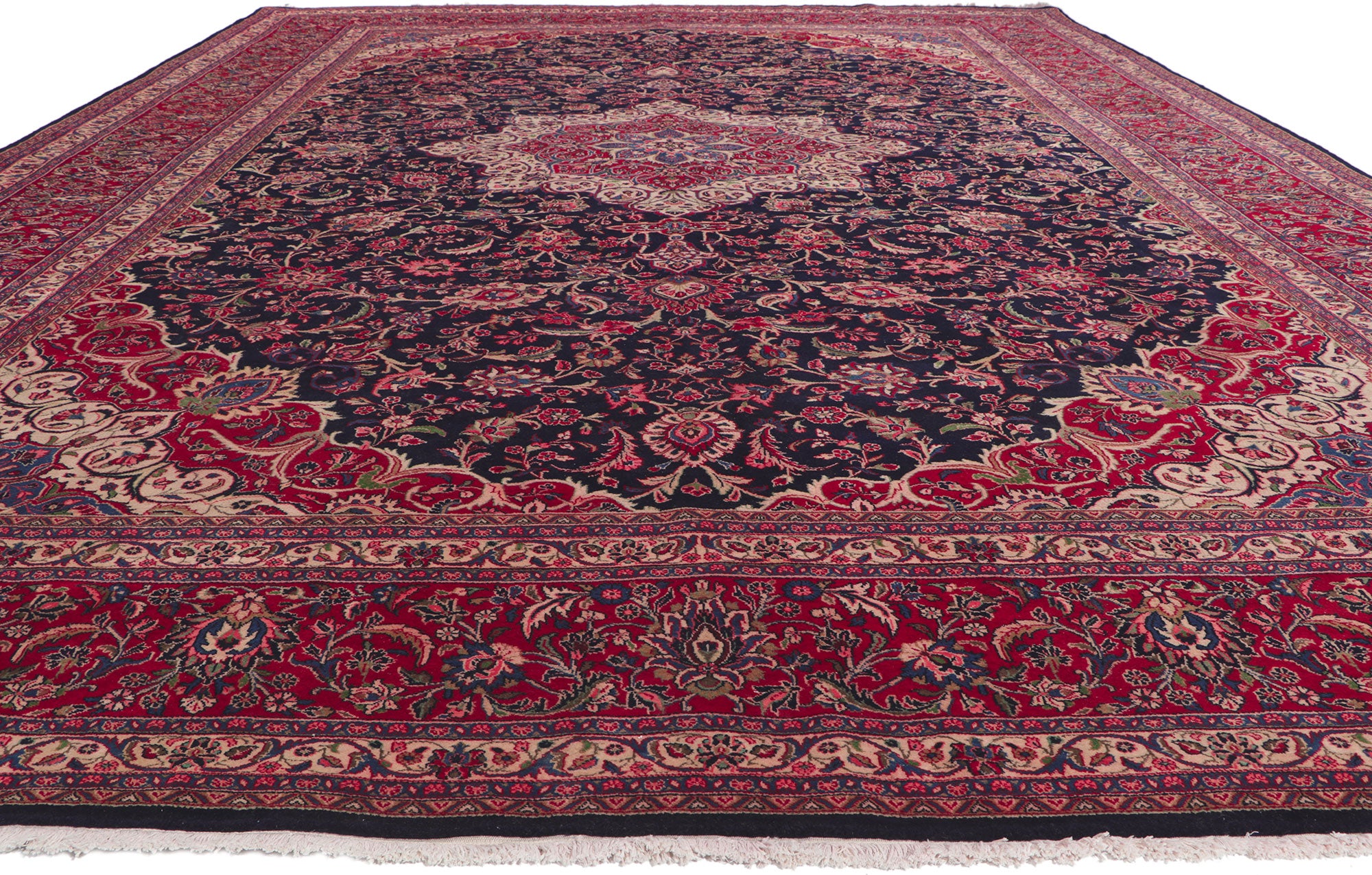 11 x 16 Vintage Persian Mashhad Rug 61204 – Esmaili Rugs