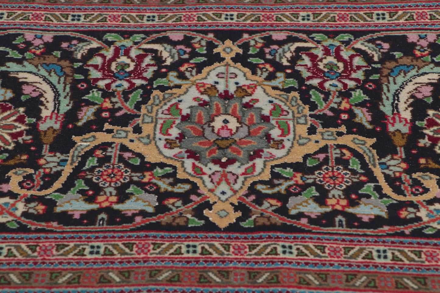 11 x 16 Vintage Persian Tabriz Wool and Silk Rug 78332
