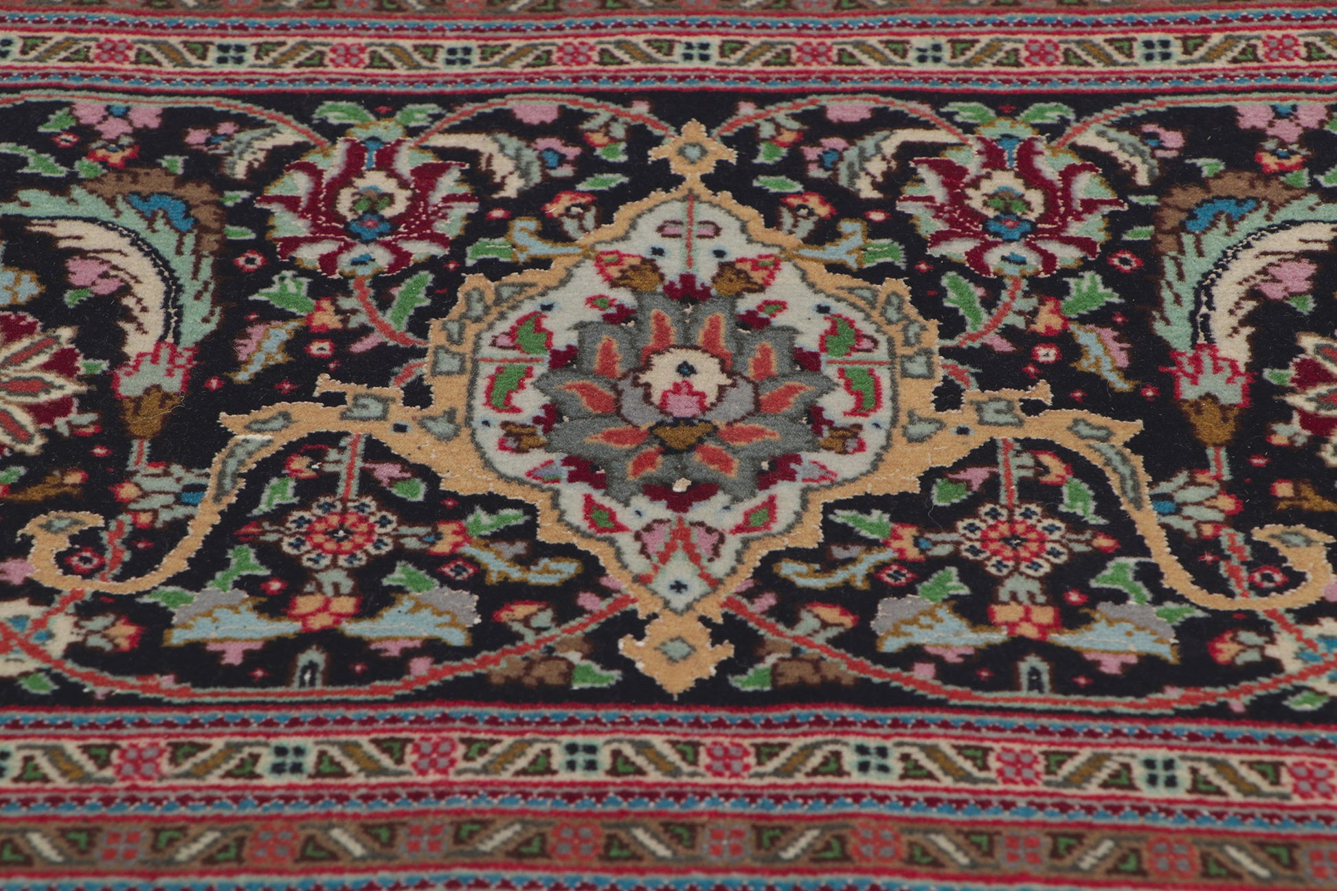 11 x 16 Vintage Persian Tabriz Wool and Silk Rug 78332