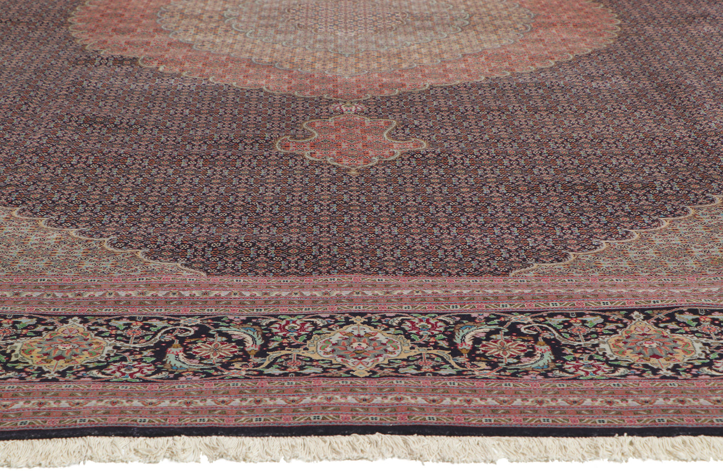 11 x 16 Vintage Persian Tabriz Wool and Silk Rug 78332