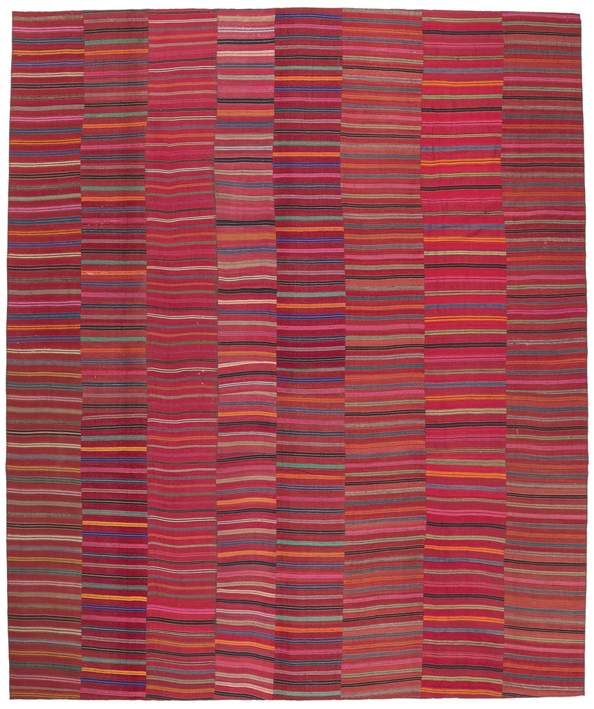 11 x 13 Vintage Turkish Striped Kilim Rug 60639