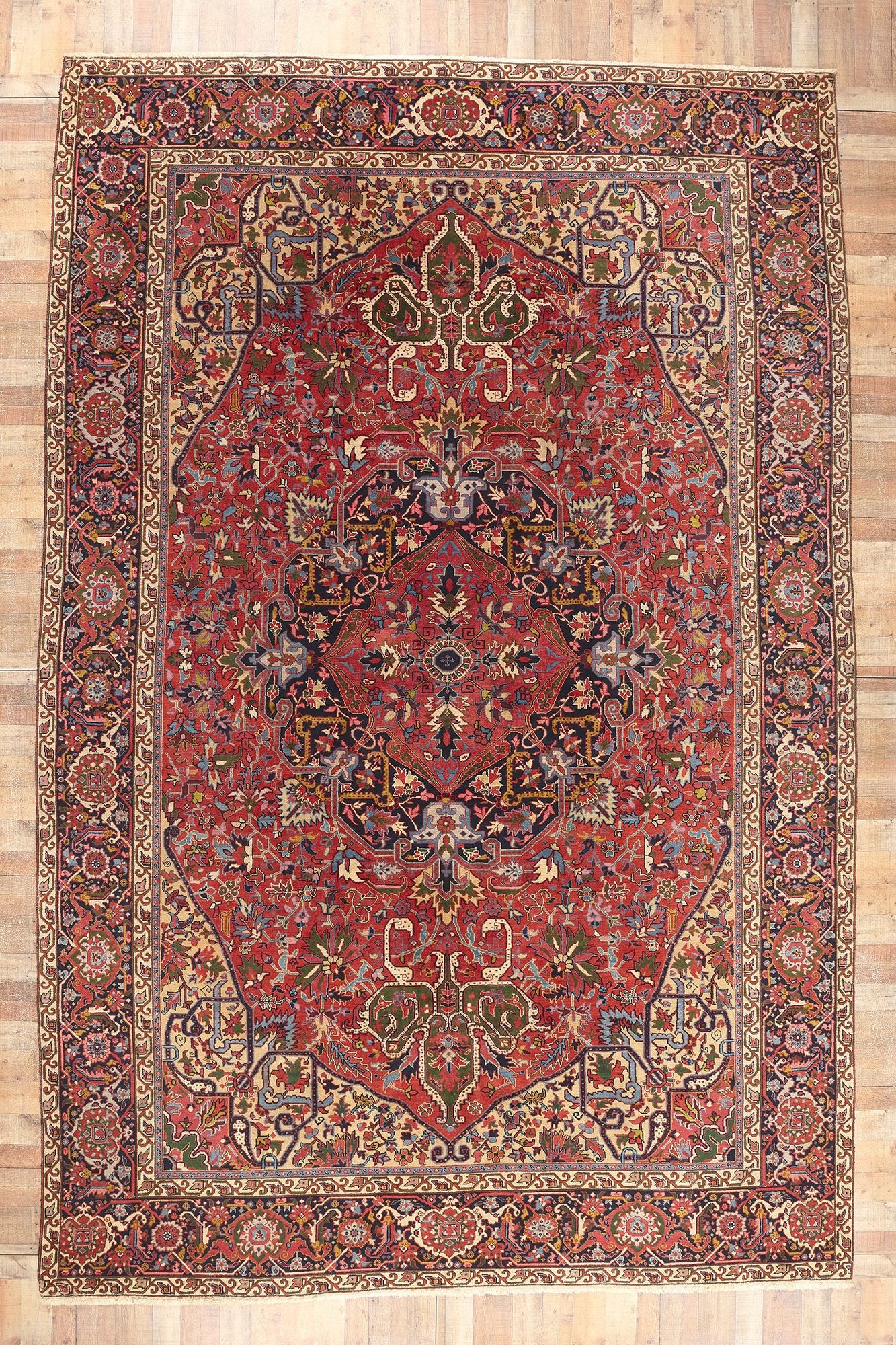 11 x 17 Antique Persian Heriz Rug 78562