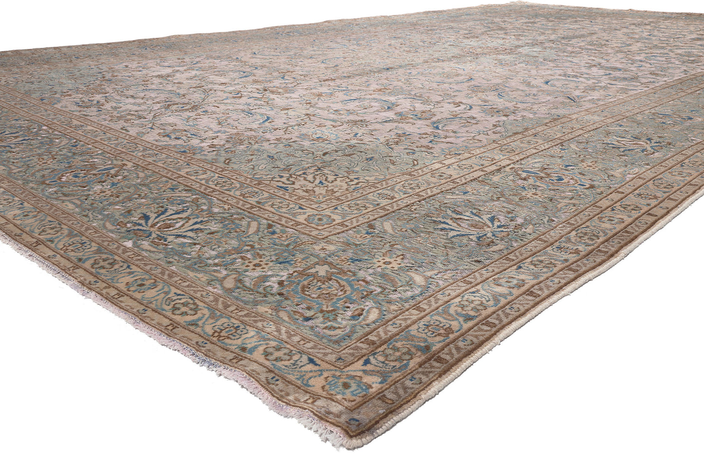 11 x 19 Vintage Persian Kashan Rug 78589
