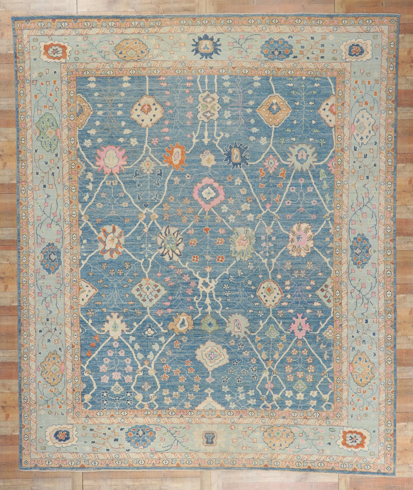 12 x 14 Colorful Blue Oushak Rug 80933