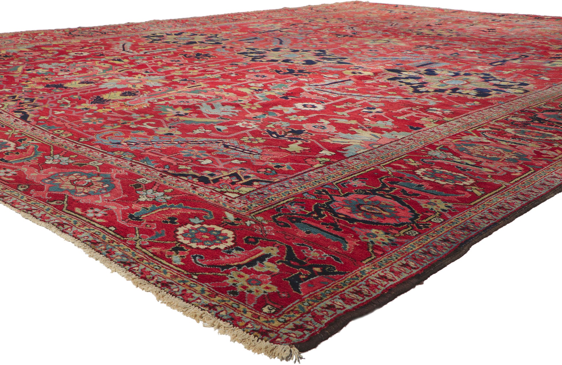 12 x 16 Antique Persian Serapi Rug 78338