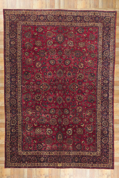 12 x 17 Antique Persian Mashhad Rug 61201