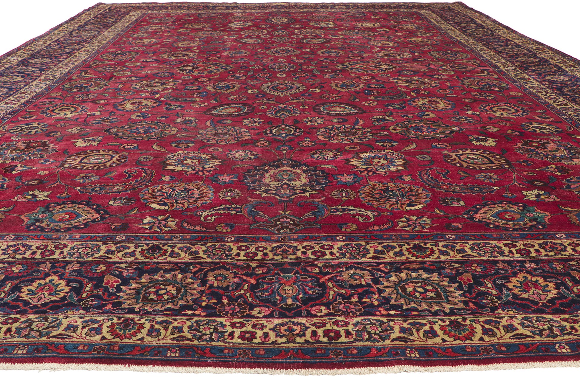 12 x 17 Antique Persian Mashhad Rug 61201