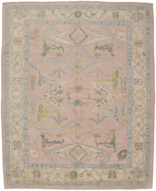 12 x 15 Pastel Pink Oushak Rug 80672