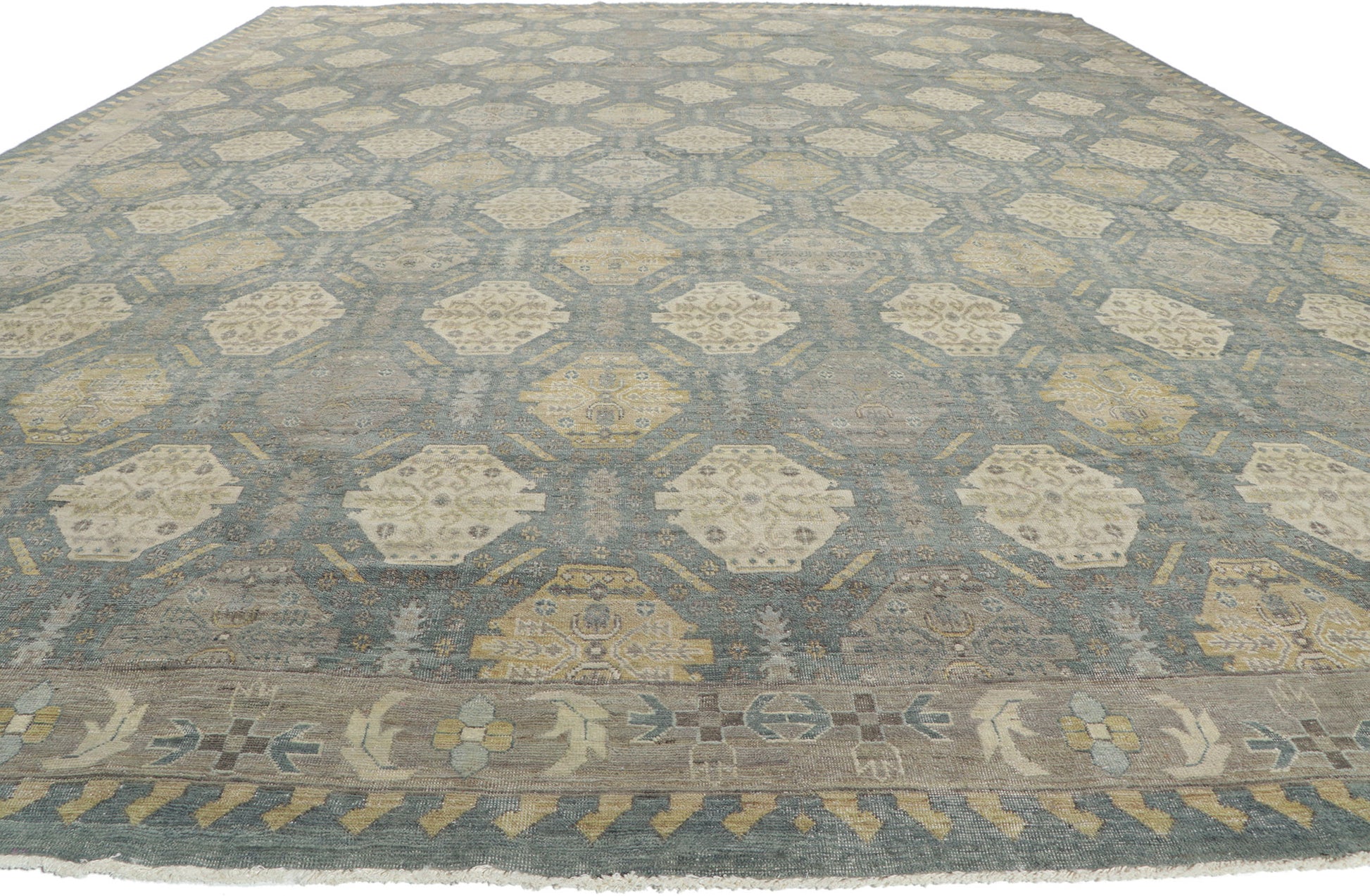 12 x 15 Vintage-Inspired Blue Oushak Rug 30622