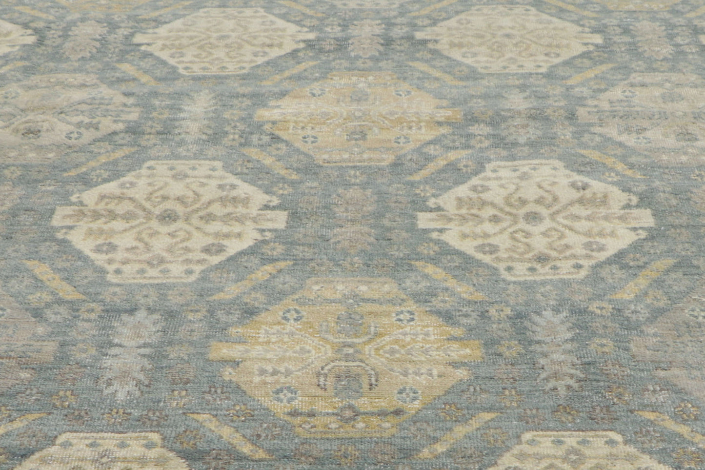 12 x 15 Vintage-Inspired Blue Oushak Rug 30622