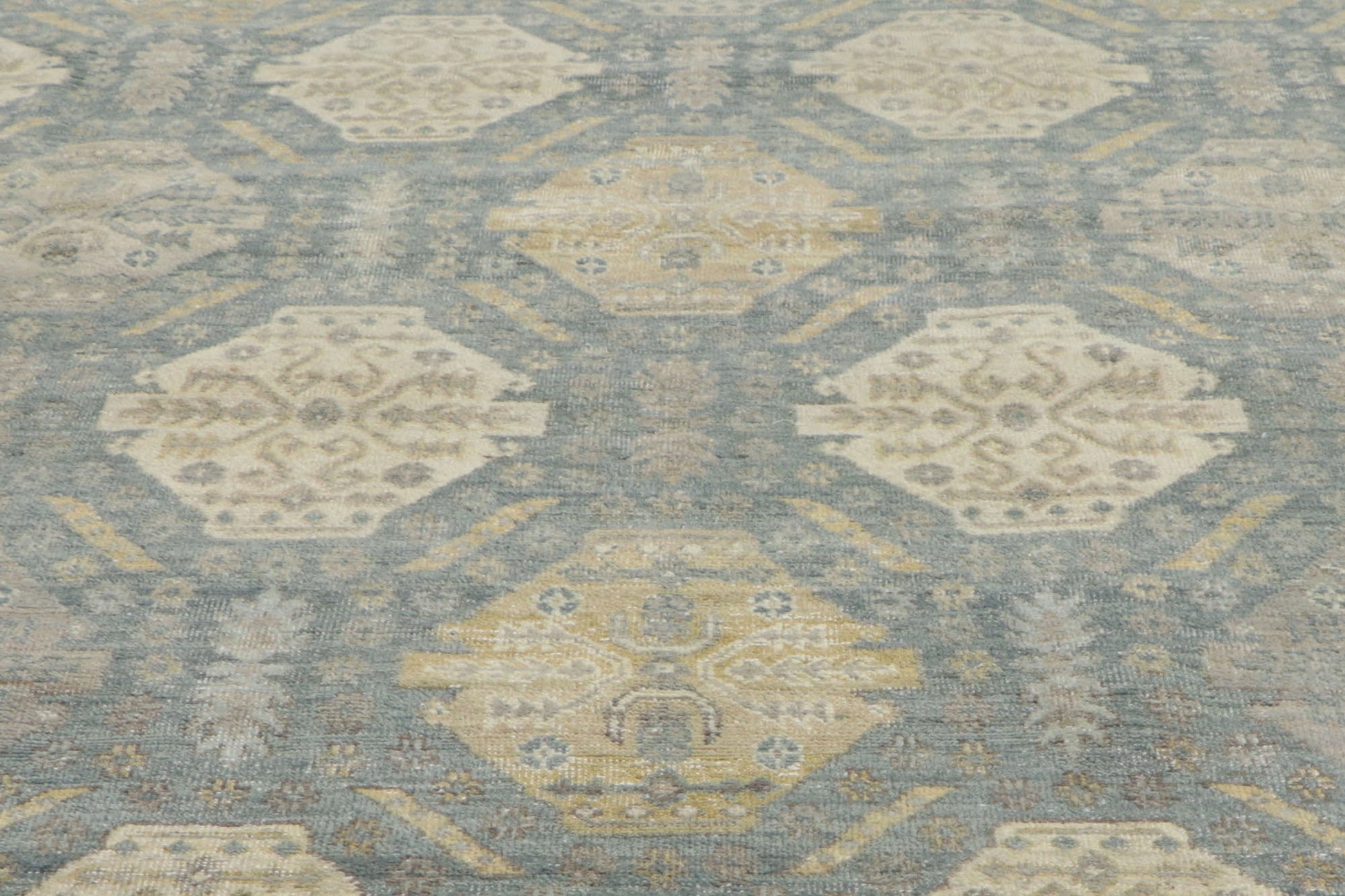12 x 15 Vintage-Inspired Blue Oushak Rug 30622