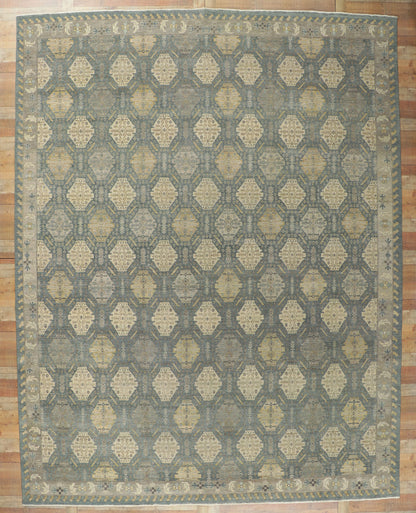 12 x 15 Vintage-Inspired Blue Oushak Rug 30622