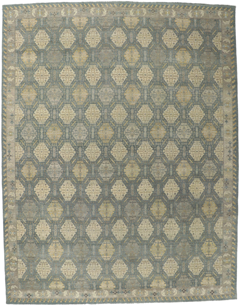 12 x 15 Vintage-Inspired Blue Oushak Rug 30622