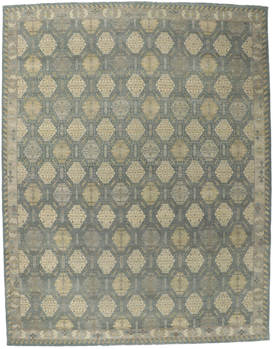 12 x 15 Vintage-Inspired Blue Oushak Rug 30622